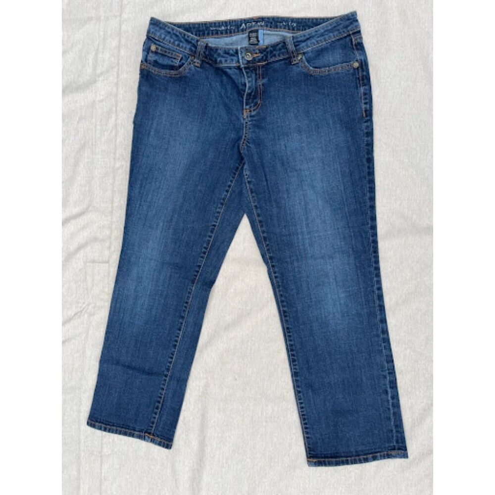 Apt. 9 Womens Straight Leg Jeans Size 12 Modern Fit Medium Dark Wash Denim